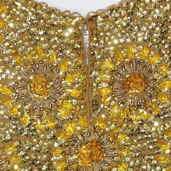 Vintage 1960s Beaded & Sequined Gold Tank Top by Harilela's - Picture 8 of 11